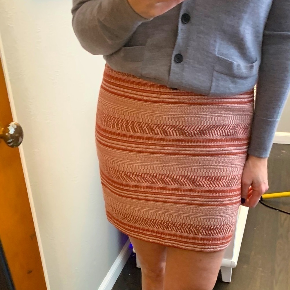 Banana Republic Burnt Orange Striped Tweed Mini Skirt